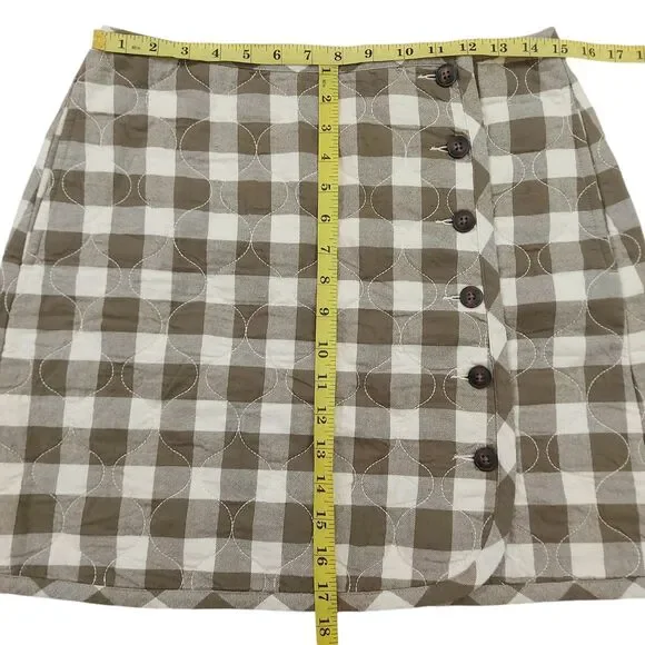 Madewell Flannel Mini Skirt Womens 6 Green Gingham Check Quilted Button Cotton - Picture 8 of 10